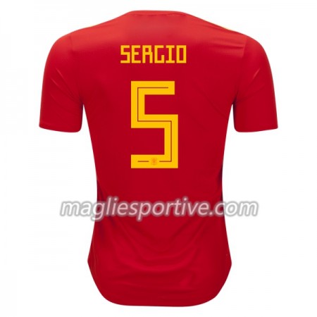 Completo Calcio Spagna Sergio Busquets 5 Divisa Prima Mondiali 2018